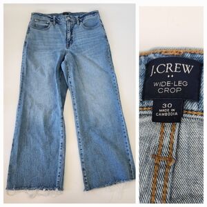 J.CREW - Wide-leg cropped jean with raw hemline Size 30
